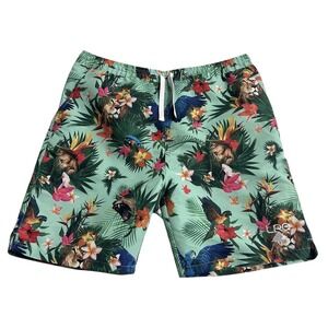 LRG Lifted Research Group Men's Swim Trunks Large Multicolor Lion‎ Floral Shorts